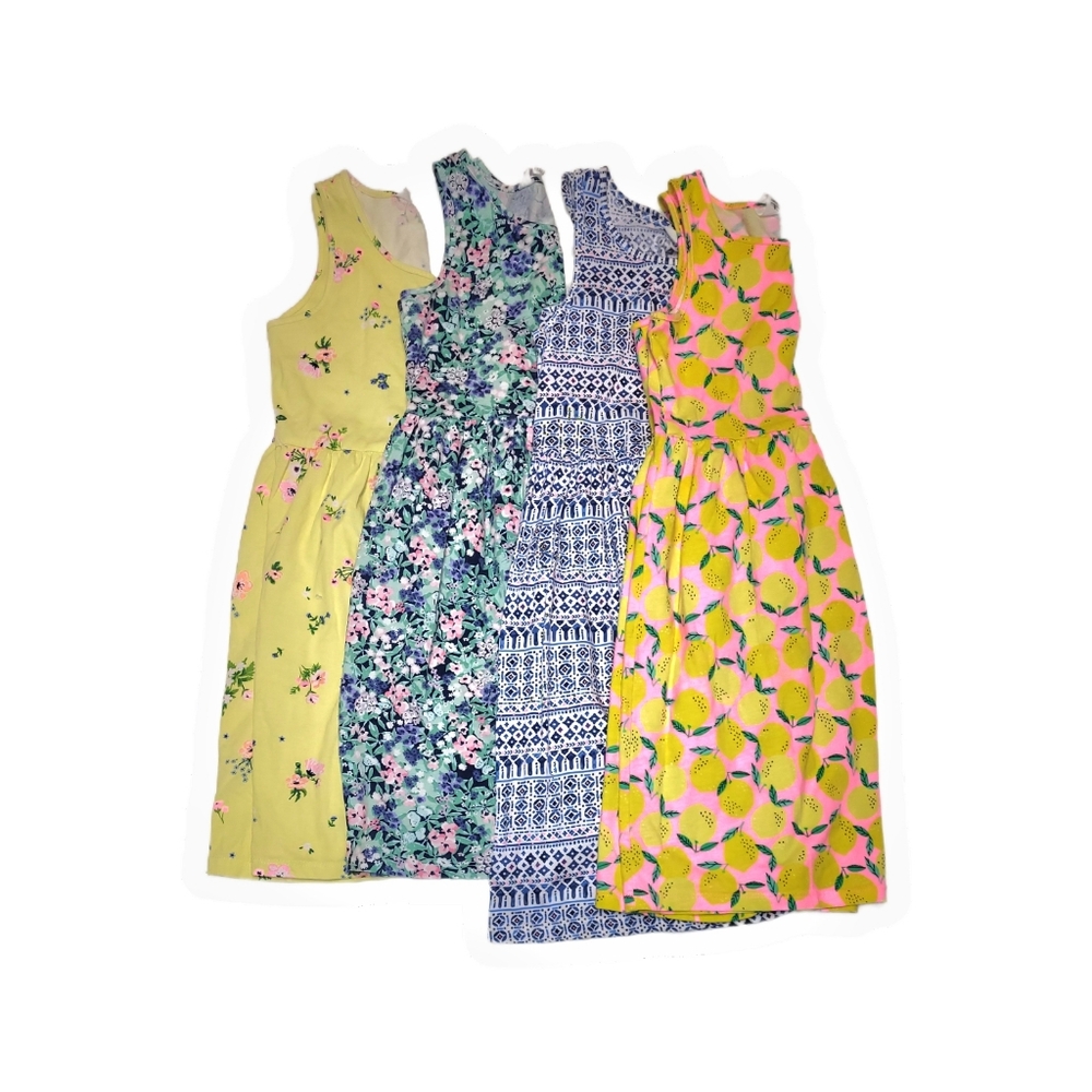 Floral and Patterned Kids Easy, Casual Pullover Dresses X4